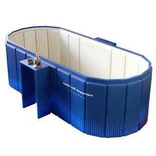 KCJ 접이식 욕조 성인 간이 반신 와이드 울트라, 1개, 블루