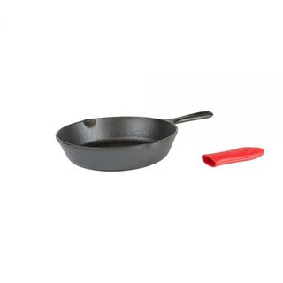 Lodge 무쇠 프라이팬 20.3cm 레드 미니 데임 방지용 실리콘 손잡이, 번들, 8 Inch