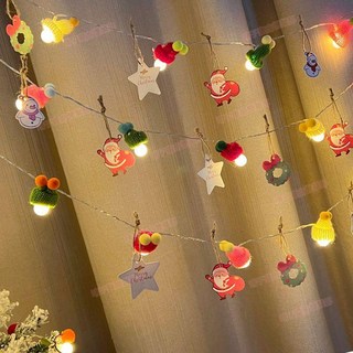 台灣出貨 聖誕節日裝飾led圓球聖誕帽燈串兒童房聖誕節led帽子彩燈串燈閃燈, 1個, 4色聖誕帽,2米10燈--2節電池盒