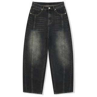 [쿠마르] (기모추가) 밍스 우먼 벌룬 앞절개 데님 팬츠_다크그레이 [ULZD_3133]
