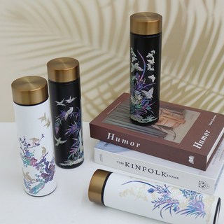 나빌레라 전통무늬사군자 자개텀블러 500ml, 난초문(백), 1개