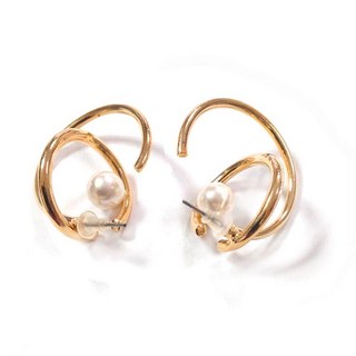 時尚雙圈銅管珍珠耳環 精緻雙圈設計 優質銅管材質 珍珠點綴 輕巧舒適 百搭風格