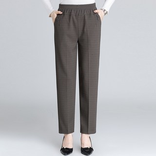 Gradle 봄 가을 여성 밴딩 바지 루즈핏 캐주얼 바지 40-60대 엄마 하이웨스트 팬츠 빅 사이즈 바지 소프트 프리미엄원단