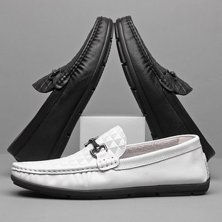 老兵牛仔SZ-2913春季新款真皮壓花豆豆鞋 復古時尚彈力耐拉平底男皮鞋