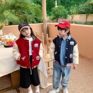 2025新款兒童棒球服男女童加棉外套小中大童秋冬洋氣棉服寶寶冬裝