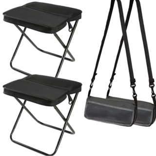 엔드업 1+1 대형 휴대용 접이식 의자 크로스백 초경량 야외 놀이동산 웨이팅 캠핑 낚시 의자, 2개, 블랙