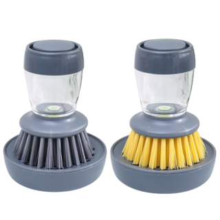 Mirsh 세제일체형 수세미 세척솔, 2개, 그레이+옐로우