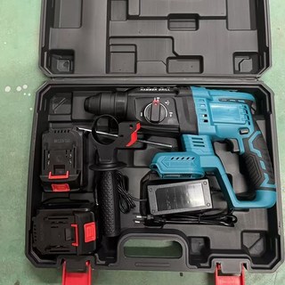 三用電鑽 無刷錘鑽 免出力衝擊催鑽 混泥土鑽孔 鎚鑽 電鎬 充電式電錘 水泥鑽 錘鑽 四溝重錘 電動工具套裝, 1個, 三用衝擊錘鑽+兩電一充