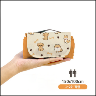 YOZO 야외 피크닉 매트 휴대용 초경량 포켓형방수 방습 캠핑, 오렌지강아지