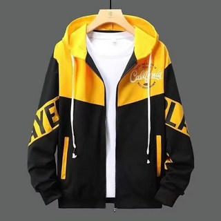 春秋季新款薄款連帽開衫衛衣男外套裝青少年男生休閒潮流運動夾克