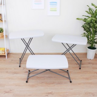六段可調高低輕便折疊桌 堅固耐用易清潔 方便收納, 白色, 1人