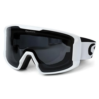 Oaklans S7 高級滑雪護目鏡 + 硬殼收納盒 + 清潔兩用收納袋, 白色鏡框 + 煙灰色鏡片