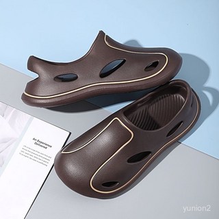 洞洞鞋男夏季厚底鏤空透氣防滑防水平底軟底沙灘涼拖鞋