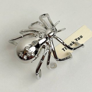 精選飾品 ZR歐美誇張設計感閃鑽金屬大蜘蛛吊墜項鏈女款2024新款複古鎖骨鏈