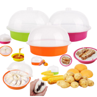 전자렌지용찜기 라면 계란찜 고구마 호빵 옥수수 양배추찜, 렌지용찜기 (그린), 1개