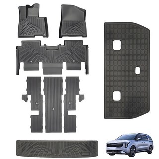 한타오 기아 카니발 가솔린/하이브리드 9인승 TPE 자동차 발매트 탈부착 가능 세트, 2021-2024 카니발 하이브리드 9인승