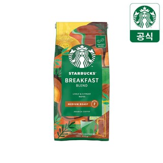 스타벅스 브렉퍼스트 블렌드 미디엄 로스트 커피원두, 홀빈(분쇄안함), 200g, 1개