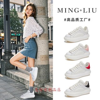 真皮女鞋增高小白鞋女生韓版黑尾女休閒運動鞋增高鞋厚底鞋5CM踩屎感白鞋厚底增高經典百搭運動鞋久走不累腳