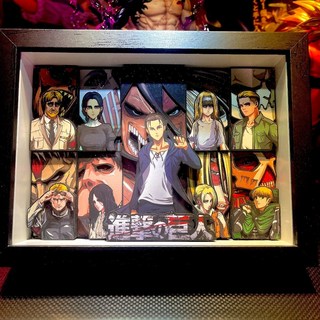 進擊的巨人 相框 艾連 燈座發光 立體相框 3D相框 周邊 大合照 禮物 夜燈 裝飾, 1個, 純升級鋼化玻璃相框(進擊的巨人版本2)