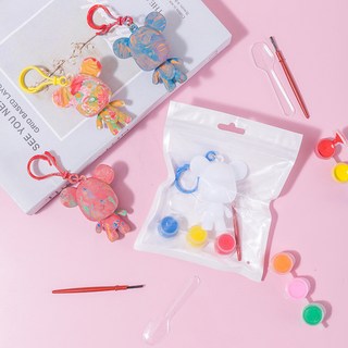 DIY手繪流體熊套裝，網紅暴力熊玩具，白胚小熊，幼兒園分享禮品，卡通搪膠塗鴉玩具，激發兒童創意美術天賦, 1個, 袋装DIY流体熊, 白色小熊