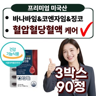 프리미엄 바나바잎추출물 코큐텐 징코 혈당 혈액 Q10 100mg 영양제, 3박스, 30정
