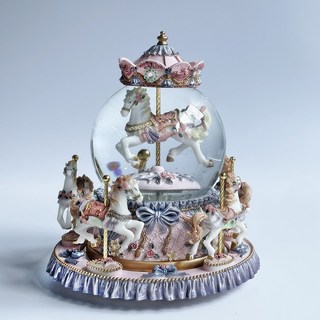 회전목마 오르골 스노우볼 크리스마스 선물 소품, 10. 워터볼 리본-퍼플