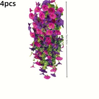 人造牽牛喇叭花掛壁裝飾 適用於婚慶、家居室內外庭院綠植裝扮, 紅蓮加紫色, 1個