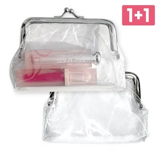 푸꾸푸꾸 투명 동전 지갑 립스틱 동전 화장품 파우치, 투명파우치, 2개