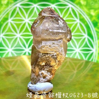 煙晶骨幹權杖0623-8號 雙尖骨幹權杖 消病氣與化煞鎮宅的長老 骨幹水晶 水晶長老, 1個