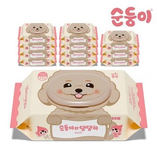 순둥이 댕댕이 강아지물티슈 베이직 캡형 80매 12팩, 80개입, 12개