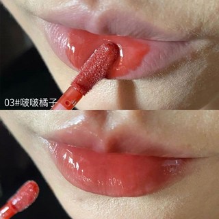 喵喵 嫩回高中 養唇水波波鏡面唇釉 保濕滋潤不掉色素顏感成膜平價口紅, 1個, 03#杏仁餅#