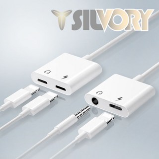 SILVORY 아이폰 듀얼젠더 8핀 3.5mm AUX 이어폰 충전 젠더, 8핀 듀얼젠더 AUX/8PIN, 1개, 12cm