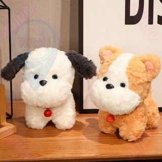 KP精選 可愛小狗公仔 仿真雪納瑞柴犬毛絨玩具 兒童陪睡娃娃, 1個, 棕色小奶狗,22CM, 棕色小奶狗, 22cm