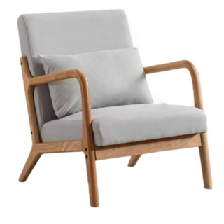 單人沙發椅 實木貓抓皮休閒椅 咖啡廳民宿專用接待椅, 米白色科技布【不可拆洗】, 1件