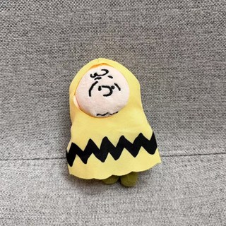 萬聖節 史努比 查理布朗 頭套 斗篷 可愛毛絨玩具 吊飾 10cm 禮物, 1個, 黃色斗篷查理10cm