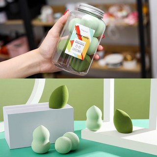 美妝化妝海綿 葫蘆斜切粉撲 乾濕兩用, 1個, 牛油果綠（5個罐裝）