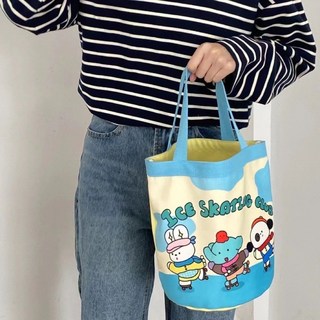 帆布水桶包 可愛塗鴉插畫手提包
