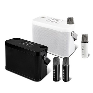 YoYo 3C 手提式雙人對唱 藍牙喇叭無線麥克風組 家庭式KTV, 白色