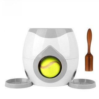 2 in 1 강아지 애완동물 인터랙티브 장난감 테니스 공 발사기 자동 훈련 보상 기계 재미있는 급식 용품, 01 lightgraywith 2balls