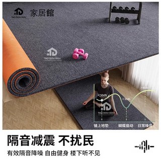 臺灣優選 健身房地墊 隔音減震運動防震加厚吸音家用大麵積全鋪吸音防滑地毯, 灰色TPE單條紋[9mm],100*160cm貼地+久壓不塌陷+隔音