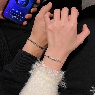 桃園出貨 定製刻字情侶手鍊男女一對ins風輕奢小衆高級手環生日禮物送女友