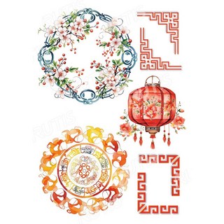 AR-TF 轉印/熱轉印藝術紙，適用於蝶谷巴特與DIY創作，新年裝飾熱轉印紙, 1個, 水轉印