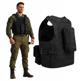 GSTUFF 택티컬 밀리터리 전술 조끼, 블랙, 1개