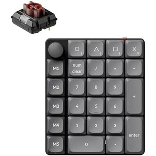 K0 Max 무선 로우 프로파일 숫자 패드 QMKVIA 프로그래머블 핫 스왑 가능한 스위치 RGB 백라이트 2.4GHz 및 블루투스 5.3 1000Hz 폴링 속도 노브 포함, Brown Switch