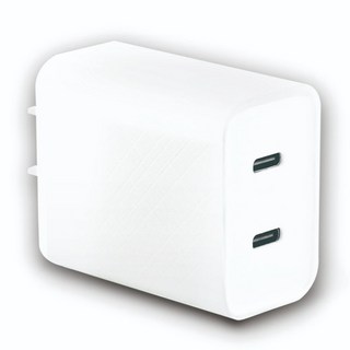 台灣製造檢驗合格快充頭，24H台灣出貨，豆腐頭Type C PD快速充電器, 1個, 雙孔Type-C 【2.4A】, 白色