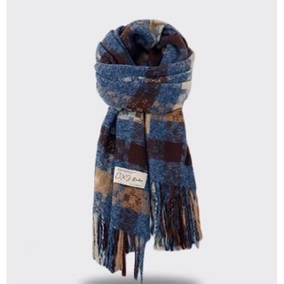 [台灣發貨]秋冬新款女格子美拉德風滌綸仿羊絨圍巾高級感加厚情侶款流蘇圍脖 騎車保暖圍巾 防寒圍巾 格子圍巾 披肩