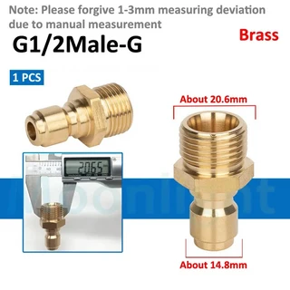 굿샵 1/4 3/8 1/2 고압 퀵 커넥터 자동차 세탁기 어댑터 물총 유압 커플러 정원 관개 용 커플 링, 07 1l2 Male-G(Brass)