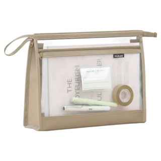 쿠말 메쉬 지퍼 파일 케이스 보조가방, 퓨어 베이지, 1개