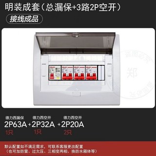 德力西 家用配電箱，明裝，附接地開關及多路空氣開關, 1個, 總開新款漏保3迴路成品,升級款箱體（明裝暗裝通用）