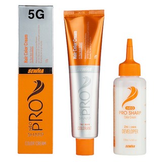 세화피앤씨 네오 프로샤프 칼라크림 염색약 염모제 1 2제 각 120ml, 5G 밝은밤색, 1개